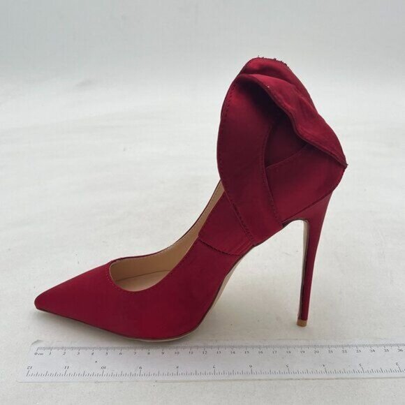 FSJ Women Retro Pointed Toe Slip on Comfort High Thin Heel Satin Pumps Stiletto - Picture 2 of 7